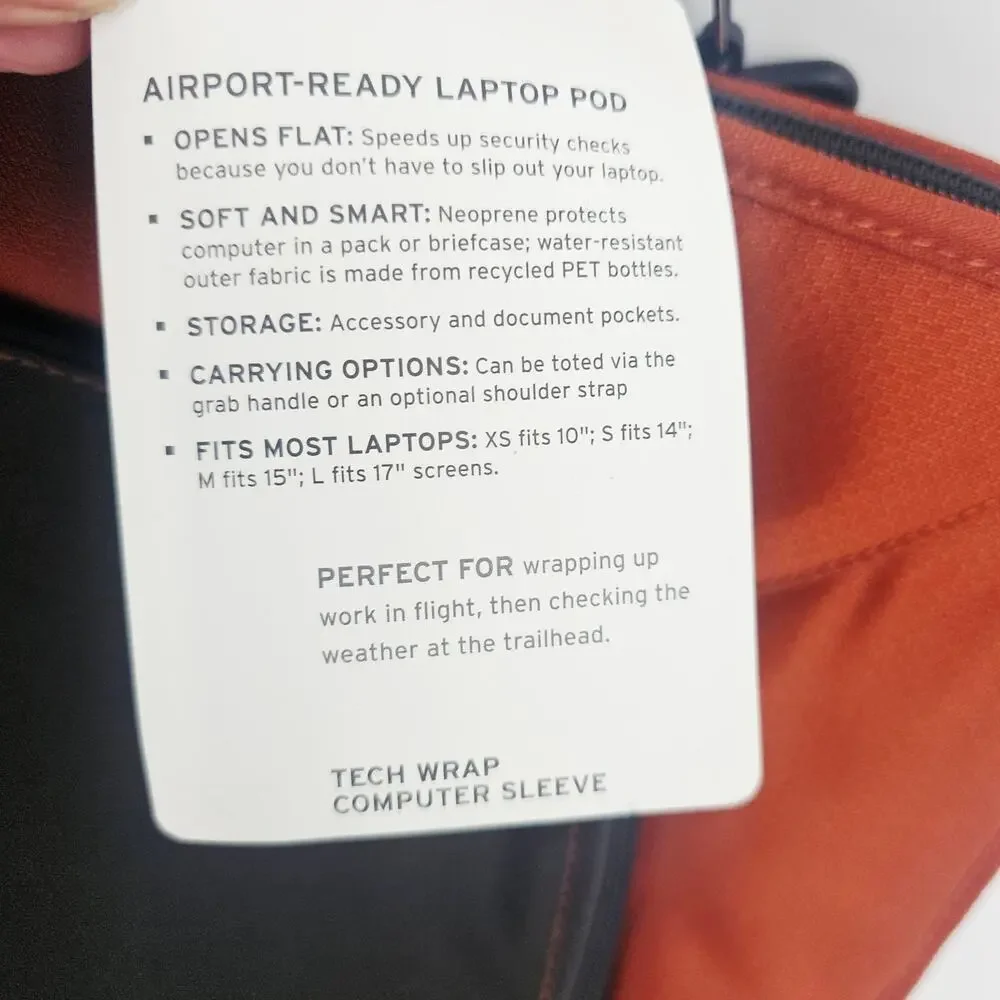 REI Tech Wrap Sleeve L Laptop Travel Case Chestnut Orange 18x13 Multi Zip Pocket